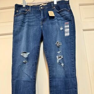 Levi’s- boyfriend jeans- cuffed ankles, some rips- never worn